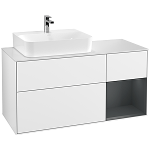 Villeroy and Boch Finion Villeroy and Boch Finion F151HGGF 120cm, cover plate matt white, shelf on the right Midnight Blue Matt Lacquer , glossy white lacquer