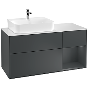 Villeroy et Boch Finion Villeroy et Boch F151HGHG 120cm, plaque de finition blanc mat, étagère à droite Midnight Blue Matt Lacquer , Midnight Blue Matt Lacquer
