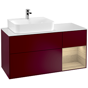 Villeroy und Boch Finion Waschtischunterschrank F151PCHB 120cm, Abdeckplatte white matt, Regal rechts Oak Veneer, Peony Matt