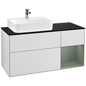 Villeroy and Boch Finion Villeroy and Boch Finion F152GMMT 120cm, cover plate black matt, shelf on the right Olive Matt Lacquer , white matt lacquer