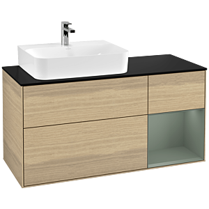 Villeroy and Boch Finion Villeroy and Boch Finion F152GMPC 120cm, cover plate black matt, shelf on the right Olive Matt Lacquer , Oak Veneer