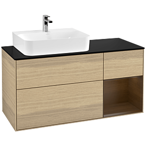 Villeroy et Boch Finion Villeroy et Boch F152GNPC 120cm, plaque de finition noir mat, étagère droite placage noyer, Oak Veneer