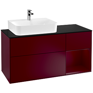 Villeroy et Boch Finion Villeroy et Boch F152HBHB 120cm, couvercle noir mat, étagère à droite Peony , Peony Matt