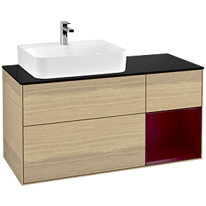 Villeroy et Boch Finion Villeroy et Boch F152HBPC 120cm, plaque de finition noir mat, étagère à droite Peony , Oak Veneer