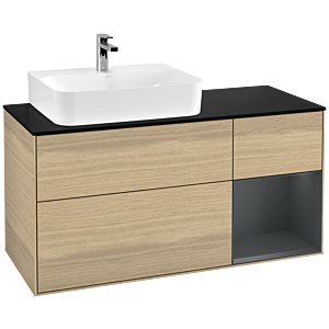 Villeroy and Boch Finion Villeroy and Boch Finion F152HGPC 120cm, cover plate matt black, shelf on the right Midnight Blue Matt Lacquer , Oak Veneer
