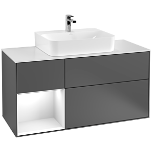 Villeroy and Boch Finion Villeroy and Boch Finion F161GFGK 120cm, cover plate white matt, shelf left glossy white lacquer, anthracite matt