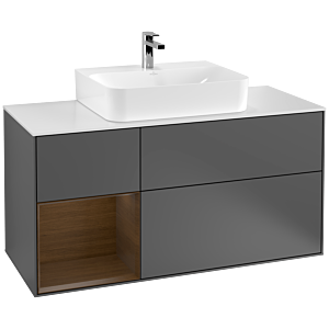 Villeroy and Boch Finion Villeroy and Boch Finion F161GNGK 120cm, cover plate white matt, shelf left walnut veneer, anthracite matt