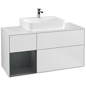 Villeroy and Boch Finion Villeroy and Boch Finion F161HGMT 120cm, cover plate white matt, shelf left Midnight Blue Matt Lacquer , white matt lacquer