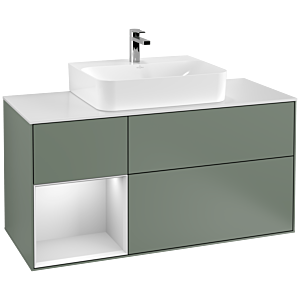 Villeroy and Boch Finion Villeroy and Boch Finion F161MTGM 120cm, cover plate white matt, shelf left white matt lacquer, Olive Matt Lacquer