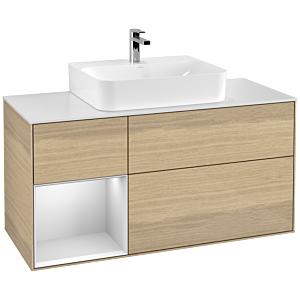 Villeroy and Boch Finion Villeroy and Boch Finion F161MTPC 120cm, cover plate white matt, shelf left white matt lacquer, Oak Veneer