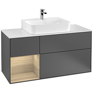 Villeroy and Boch Finion Villeroy and Boch Finion F161PCGK 120cm, cover plate matt white, shelf on the left Oak Veneer , anthracite matt