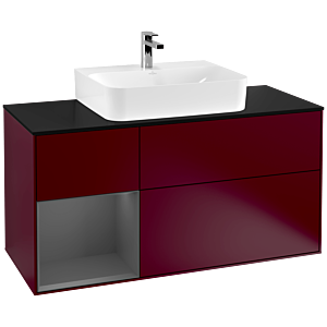 Villeroy et Boch Finion Villeroy et Boch F162GKHB 120cm, plaque de finition noir mat, étagère gauche anthracite mat, Peony Matt