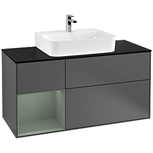 Villeroy et Boch Finion Villeroy et Boch F162GMGK 120cm, plaque de finition noir mat, étagère gauche Olive Matt Lacquer , anthracite mat