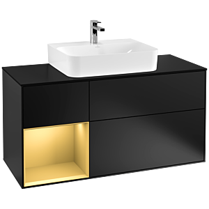 Villeroy and Boch Finion Villeroy and Boch Finion F162HFPD 120cm, cover plate black matt, shelf left gold matt, black matt lacquer