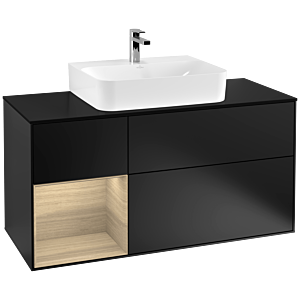 Villeroy et Boch Finion Villeroy et Boch F162PCPD 120cm, plaque de finition noir mat, étagère gauche Oak Veneer , laqué noir mat
