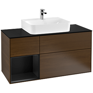 Villeroy and Boch Finion Villeroy and Boch Finion F162PDGN 120cm, cover plate black matt, shelf left black matt lacquer, walnut veneer