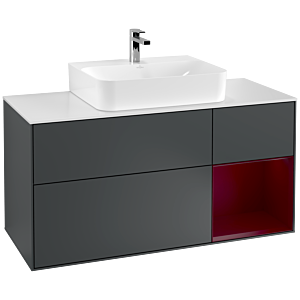 Villeroy und Boch Finion Waschtischunterschrank F171HBHG 120cm, Abdeckplatte white matt, Regal rechts Peony, Midnight Blue Matt Lacquer