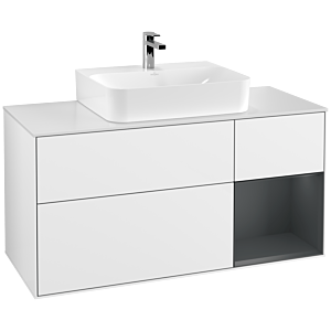 Villeroy et Boch Finion Villeroy et Boch F171HGGF 120cm, plaque de finition blanc mat, étagère à droite Midnight Blue Matt Lacquer , laqué blanc brillant
