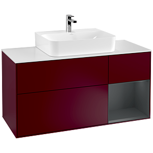 Villeroy et Boch Finion Villeroy et Boch F171HGHB 120cm, plaque de finition blanc mat, étagère à droite Midnight Blue Matt Lacquer , Peony Matt