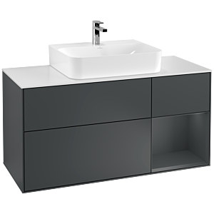 Villeroy et Boch Finion Villeroy et Boch F171HGHG 120cm, plaque de finition blanc mat, étagère à droite Midnight Blue Matt Lacquer , Midnight Blue Matt Lacquer