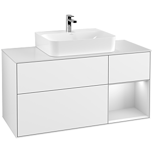 Villeroy and Boch Finion Villeroy and Boch Finion F171MTGF 120cm, cover plate white matt, shelf on the right white matt lacquer, glossy white lacquer