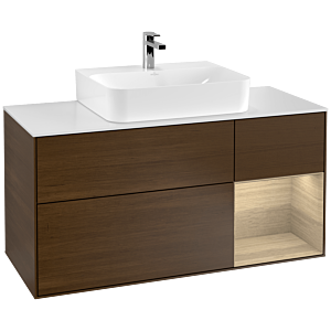 Villeroy et Boch Finion Villeroy et Boch F171PCGN 120cm, plaque de finition blanc mat, étagère à droite Oak Veneer , placage Oak Veneer