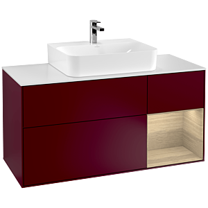 Villeroy et Boch Finion Villeroy et Boch F171PCHB 120cm, plaque de finition blanc mat, étagère à droite Oak Veneer , Peony Matt