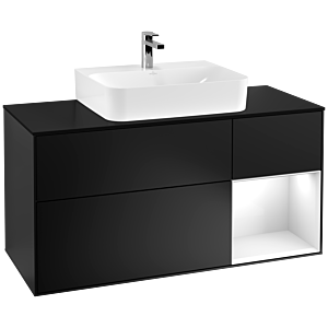 Villeroy and Boch Finion Villeroy and Boch Finion F172GFPD 120cm, cover plate black matt, shelf on the right glossy white lacquer, black matt lacquer