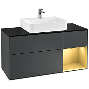 Villeroy and Boch Finion Villeroy and Boch Finion F172HFHG 120cm, cover plate black matt, shelf right gold matt, Midnight Blue Matt Lacquer