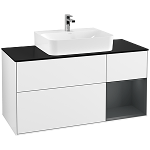 Villeroy and Boch Finion Villeroy and Boch Finion F172HGGF 120cm, cover plate black matt, shelf right Midnight Blue Matt Lacquer , glossy white lacquer