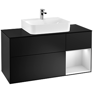 Villeroy and Boch Finion Villeroy and Boch Finion F172MTPD 120cm, cover plate black matt, shelf on the right white matt lacquer, black matt lacquer