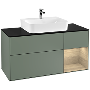 Villeroy et Boch Finion Villeroy et Boch F172PCGM 120cm, plaque de finition noir mat, étagère à droite Oak Veneer , Olive Matt Lacquer