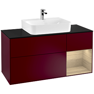 Villeroy et Boch Finion Villeroy et Boch F172PCHB 120cm, plaque de finition noir mat, étagère à droite Oak Veneer , Peony Matt