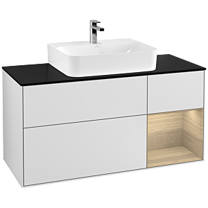 Villeroy and Boch Finion Villeroy and Boch Finion F172PCMT 120cm, cover plate matt black, shelf on the right Oak Veneer , matt white lacquer