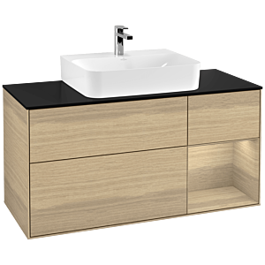 Villeroy and Boch Finion Villeroy and Boch Finion F172PCPC 120cm, cover plate black matt, shelf on the right Oak Veneer , Oak Veneer