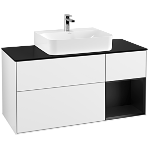 Villeroy and Boch Finion Villeroy and Boch Finion F172PDGF 120cm, cover plate black matt, shelf on the right black matt lacquer, glossy white lacquer