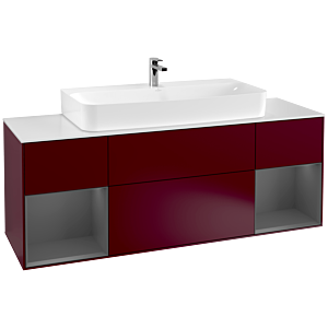 Villeroy und Boch Finion Waschtischunterschrank F211GKHB 160cm, Abdeckplatte white matt, Regale Anthracite matt lacquer, Peony Matt