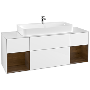 Villeroy and Boch Finion Villeroy and Boch Finion F211GNGF 160cm, cover plate matt white, shelves walnut veneer, glossy white lacquer