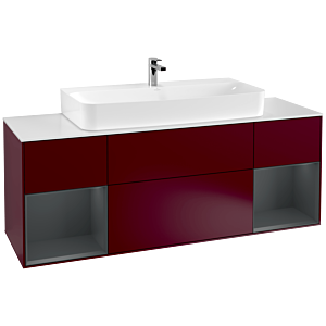 Villeroy und Boch Finion Waschtischunterschrank F211HGHB 160cm, Abdeckplatte white matt, Regale Midnight matt lacquer, Peony Matt