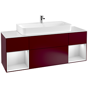 Villeroy und Boch Finion Waschtischunterschrank F211MTHB 160cm, Abdeckplatte white matt, Regale White matt lacquer, Peony Matt