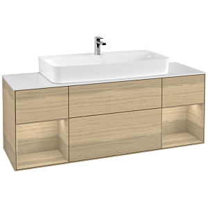 Villeroy et Boch Finion Villeroy et Boch F211PCPC 160cm, plaque de finition blanc mat, étagères Oak Veneer , Oak Veneer