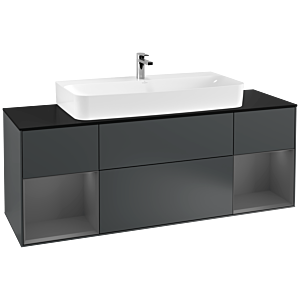 Villeroy et Boch Finion Villeroy et Boch F212GKHG 160cm, plaque de finition noir mat, étagères laqué anthracite mat, Midnight Blue Matt Lacquer