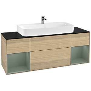 Villeroy and Boch Finion Villeroy and Boch Finion F212GMPC 160cm, cover plate black matt, shelves olive matt lacquer, Oak Veneer