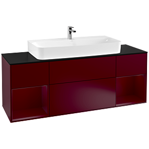 Villeroy et Boch Finion Villeroy et Boch F212HBHB 160cm, plaque de finition noir mat, Peony étagères laqué mat, Peony Matt