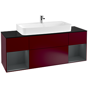 Villeroy et Boch Finion Villeroy et Boch F212HGHB 160cm, plaque de finition noir mat, étagères laqué mat minuit, Peony Matt