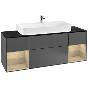 Villeroy et Boch Finion Villeroy et Boch F212PCGK 160cm, plaque de finition noir mat, étagères Oak Veneer , anthracite mat