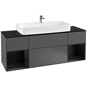 Villeroy et Boch Finion Villeroy et Boch F212PDGK 160cm, plaque de finition noir mat, étagères laqué noir mat, anthracite mat