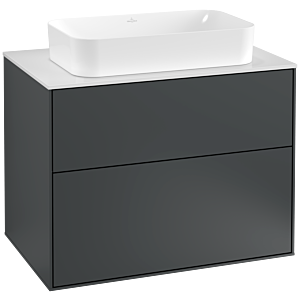 Villeroy und Boch Finion Waschtischunterschrank F22100HG 80x60,3cm, Abdeckplatte white matt, Midnight Blue Matt Lacquer