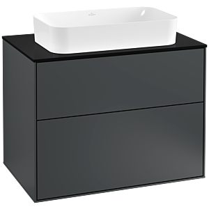 Villeroy und Boch Finion Waschtischunterschrank F22200HG 80x60,3cm, Abdeckplatte black matt, Midnight Blue Matt Lacquer