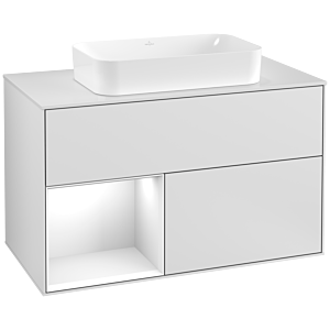 Villeroy and Boch Finion Villeroy and Boch Finion F241GFMT 100x60.3cm, cover plate white matt, shelf left glossy white lacquer, white matt lacquer